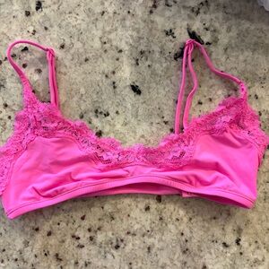 SKIMS Fits Everybody Scoop Bra Lace Trim Hot Pink Bralette Small